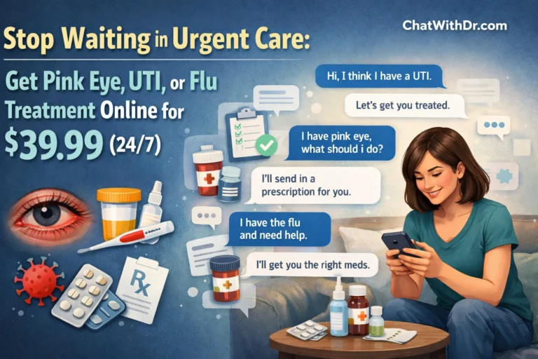 Stop Waiting in Urgent Care: Get Pink Eye, UTI, or Flu Treatment Online for $39.99 (24/7)