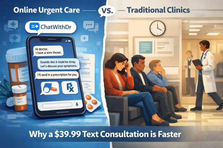 Online Urgent Care Vs. Traditional Clinics: Why a $39.99 Text Consultation is Faster